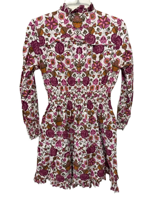 Beyond by Vera Size XS White, Purple, Green Cotton Smocked Waist Band Dress White, Purple, Green / XS