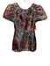 Alden Adair Size XS Black & Multi Polyester Short Puff Sleeve Mixed Print Dress Black & Multi / XS