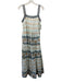 Oliphant Size XS White, Green & Blue Cotton Sleeveless Floral Gold Pattern Dress White, Green & Blue / XS