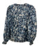 Marie Oliver Size XXS Navy, Blue & White Cotton Long Balloon Sleeve V Neck Top Navy, Blue & White / XXS