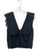 Ganni Size 36 Black Cotton Sleeveless Double V Neck eyelet Elastic Waist Top Black / 36
