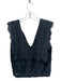 Ganni Size 36 Black Cotton Sleeveless Double V Neck eyelet Elastic Waist Top Black / 36