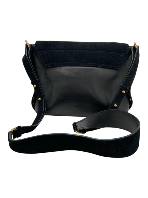 Isabel Marant Black Leather & Suede Gold Studs flap over Cross Body Bag Black / Medium
