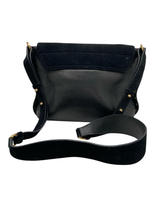 Isabel Marant Black Leather & Suede Gold Studs flap over Cross Body Bag Black / Medium