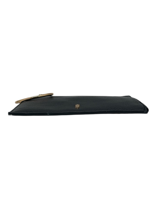 Thacker Black & Gold Leather Zip Top Ring Detail Clutch Bag Black & Gold / Small