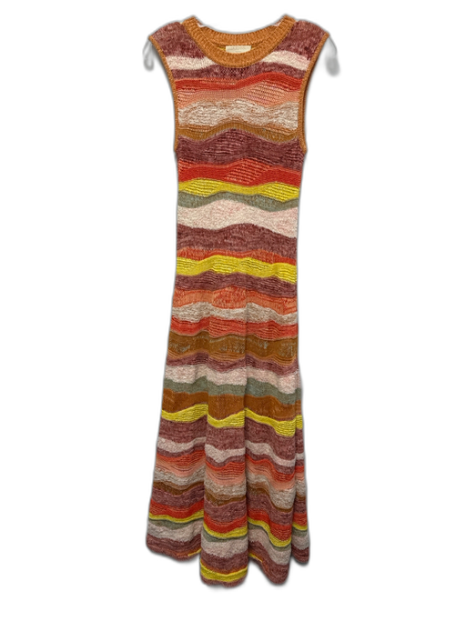 Ulla Johnson Size P Orange, Yellow, Multi Cotton & Nylon Sleeveless Stripe Dress Orange, Yellow, Multi / P