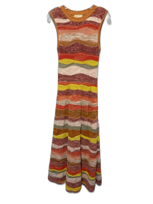 Ulla Johnson Size P Orange, Yellow, Multi Cotton & Nylon Sleeveless Stripe Dress Orange, Yellow, Multi / P