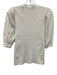 Veronica Beard Size XS White Cotton Short Puff Sleeve Rib Knit 1/2 Button Top White / XS