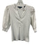 Veronica Beard Size XS White Cotton Short Puff Sleeve Rib Knit 1/2 Button Top White / XS