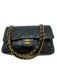 Chanel Black Lambskin Leather Quilted Turn Lock Double Flap Bag Black / S