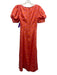 Cinq a Sept Size Est Small Pink & Orange Polyester Short Puff Sleeve Midi Dress Pink & Orange / Est Small