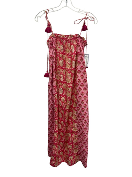 Figue Size XS Pink, Beige, White, Yellow Cotton Tie Straps Mixed Print Dress Pink, Beige, White, Yellow / XS