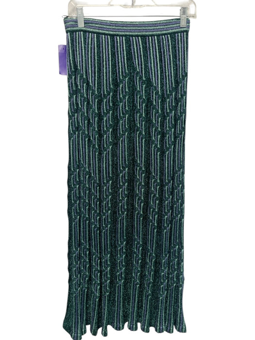 M Missoni Size 42 Green & Purple Viscose Blend Elastic Waist Maxi Skirt Green & Purple / 42