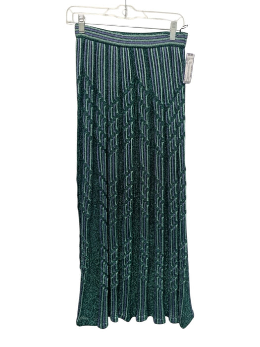 M Missoni Size 42 Green & Purple Viscose Blend Elastic Waist Maxi Skirt Green & Purple / 42