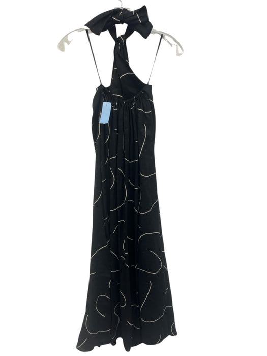 Dissh Size 6 Black & White Linen & Rayon Halter Tie Neck Sleeveless Dress Black & White / 6