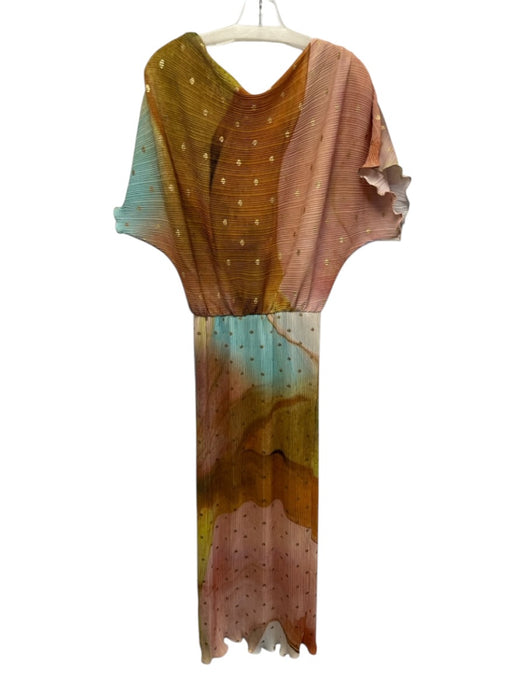 Never Fully Dressed Size S Multi & Gold Polyester Abstract Print Boat Neck Dress Multi & Gold / S