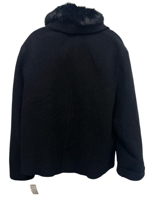 Hilary Radley Size 14 Black New Wool Fur Trim Buttons Collar Jacket Black / 14