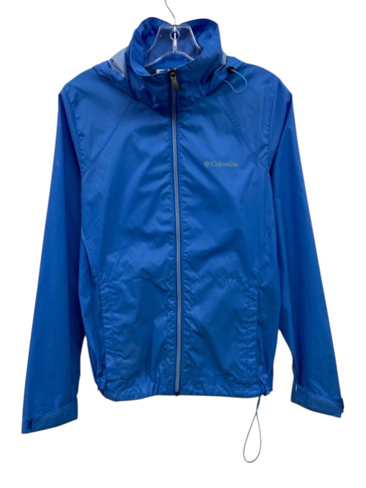 Columbia Size S Blue Nylon Hood Zip Up Raincoat Jacket Blue / S