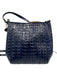 Brahmin Blue Embossed Leather Gold hardware Croc Zip Top Crossbody Bag Blue / S