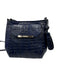 Brahmin Blue Embossed Leather Gold hardware Croc Zip Top Crossbody Bag Blue / S