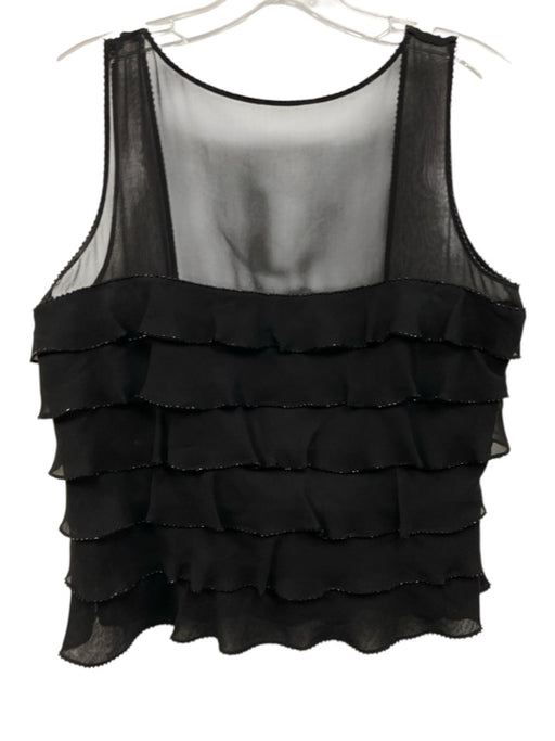 Lillie Rubin Size 8 Black Silk Sleeveless Ruffles Beaded Tiered Top Black / 8