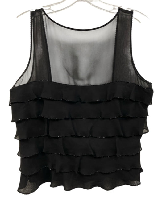 Lillie Rubin Size 8 Black Silk Sleeveless Ruffles Beaded Tiered Top Black / 8