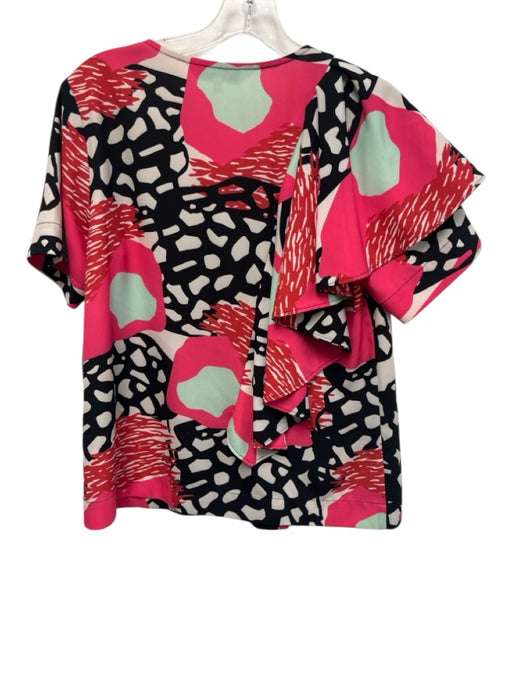 CROSBY by Mollie Burch Size S Pink, Black & White Polyester Abstract Print Top Pink, Black & White / S