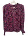 Parker Size XS Purple, Black & Orange Silk Blend Abstract Floral Long Sleeve Top Purple, Black & Orange / XS