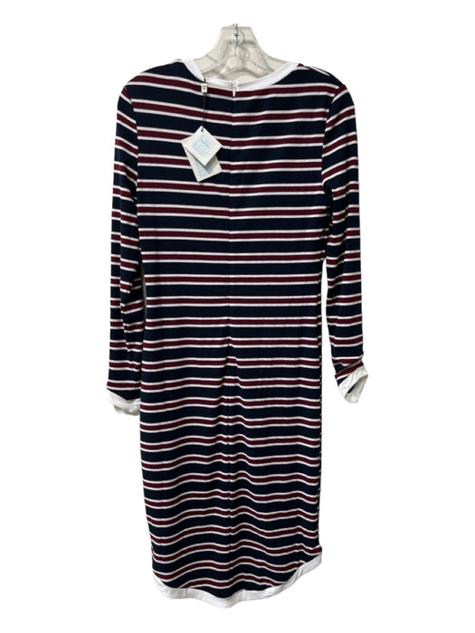 By Egreis Size L Blue, Red & White Polyester Blend Ribbed Button Detail Dress Blue, Red & White / L