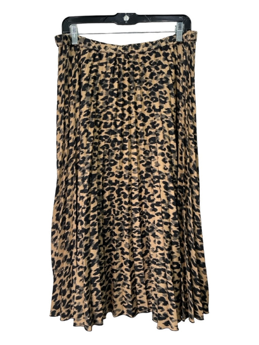 Halogen Size Large Black & Brown Polyester Elastic Waist Leopard Pleated Skirt Black & Brown / Large