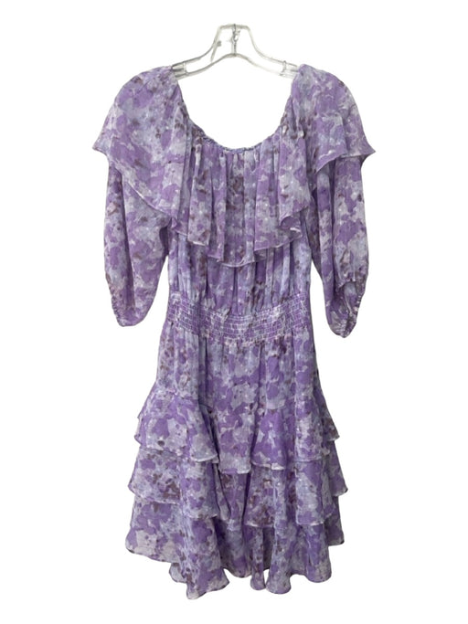 Taylor Size 10 Purple Polyester Off Shoulder Floral Smocked 3/4 Sleeve Dress Purple / 10