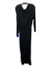 By Egreis Size L Black Rayon Blend Side Slit Wide Neck Long Sleeve Ruched Dress Black / L