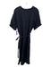 Magaschoni Size Large Black Organic Cotton Short Sleeve V Neck Side Slits Dress Black / Large