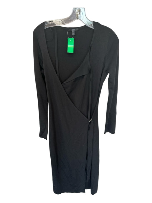 COS Size S Black Viscose Blend Long Sleeve Wrap Maxi Dress Black / S