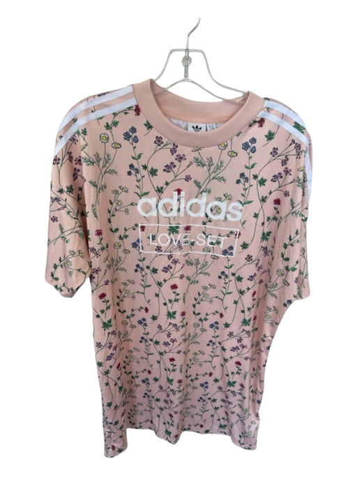 Adidas Size XL Peach & Green Polyester Short Sleeve Botanical Athletic Dress Peach & Green / XL