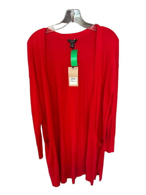 Halogen Size M Red Viscose Blend Open Front Front Pockets Duster Sweater Red / M