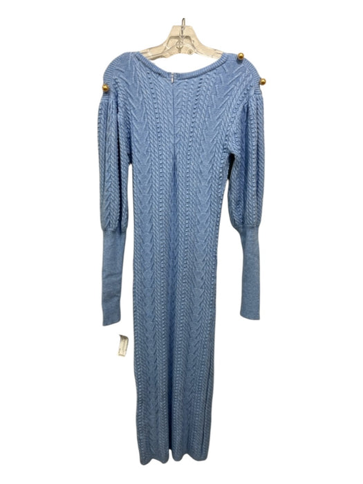 By Egreis Size L Blue Viscose Blend Cable Knit Back Zip Long Sleeve Dress Blue / L