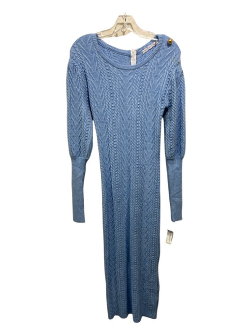 By Egreis Size L Blue Viscose Blend Cable Knit Back Zip Long Sleeve Dress Blue / L