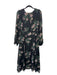 ASTR Size L Black & Multi Polyester Floral Side Zip Button Up Long Sleeve Dress Black & Multi / L