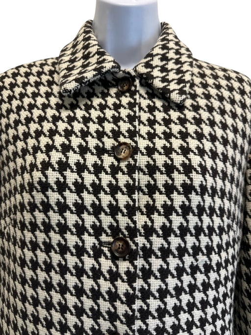 Celine Size 40 Dark Brown & White Wool Long Sleeve Houndstooth Skirt Set Dark Brown & White / 40