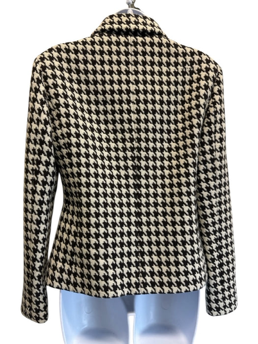 Celine Size 40 Dark Brown & White Wool Long Sleeve Houndstooth Skirt Set Dark Brown & White / 40