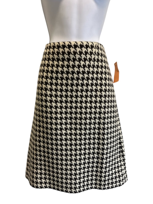 Celine Size 40 Dark Brown & White Wool Long Sleeve Houndstooth Skirt Set Dark Brown & White / 40