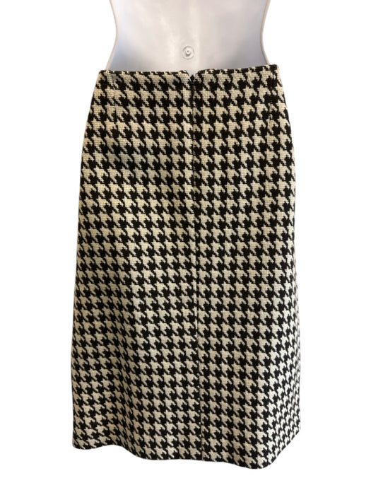 Celine Size 40 Dark Brown & White Wool Long Sleeve Houndstooth Skirt Set Dark Brown & White / 40