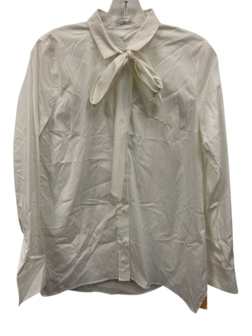 Brunello Cucinelli Size Est Small White Long Sleeve Button Front Collar Top White / Est Small