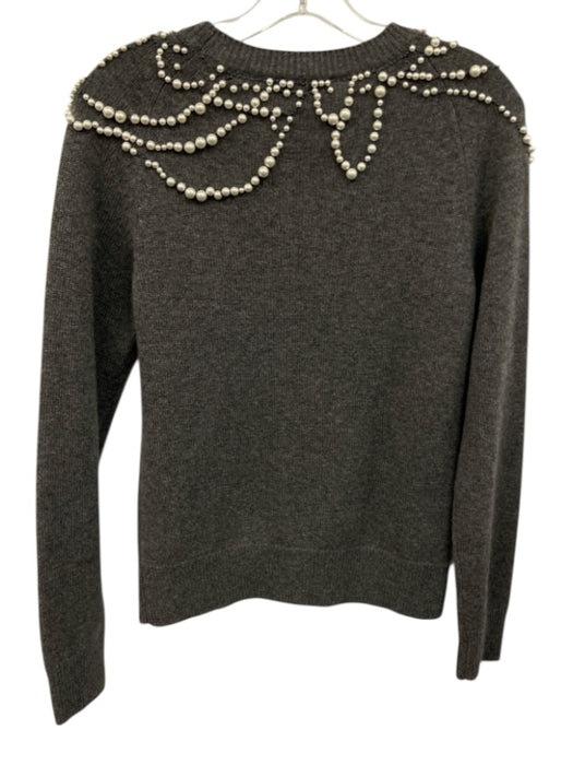 Dries Van Noten Size Small Gray & White Cashmere Long Sleeve Faux Pearl Sweater Gray & White / Small