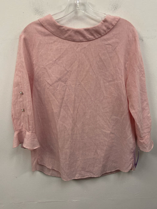 Olive Des Olive Size 1 Red & White Cotton Blend 3/4 Sleeve Pinstripe Top