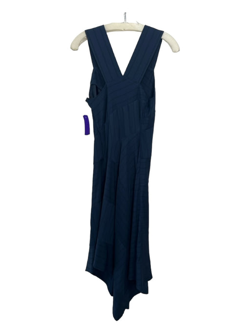 Derek Lam Size 36 Navy & Black Polyester Blend Pinstripe V Neck Sleeveless Dress Navy & Black / 36
