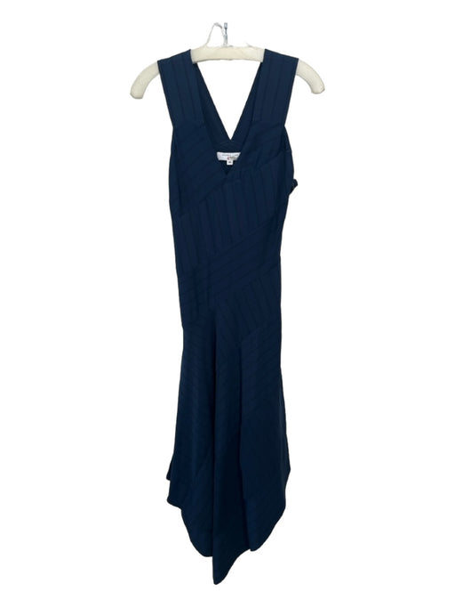 Derek Lam Size 36 Navy & Black Polyester Blend Pinstripe V Neck Sleeveless Dress Navy & Black / 36