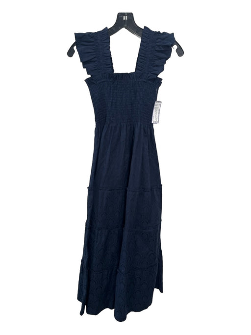 Hill House Size XS Navy Cotton Sleeveless Ruffle Straps Smocked Bodice Dress Navy / XS