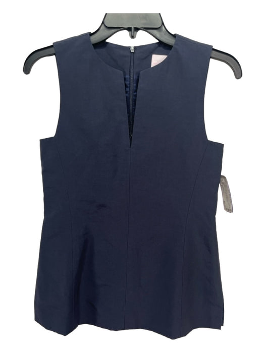 Ann Mashburn Size XS Navy Cotton Blend round split neck Sleeveless Back Zip Top Navy / XS